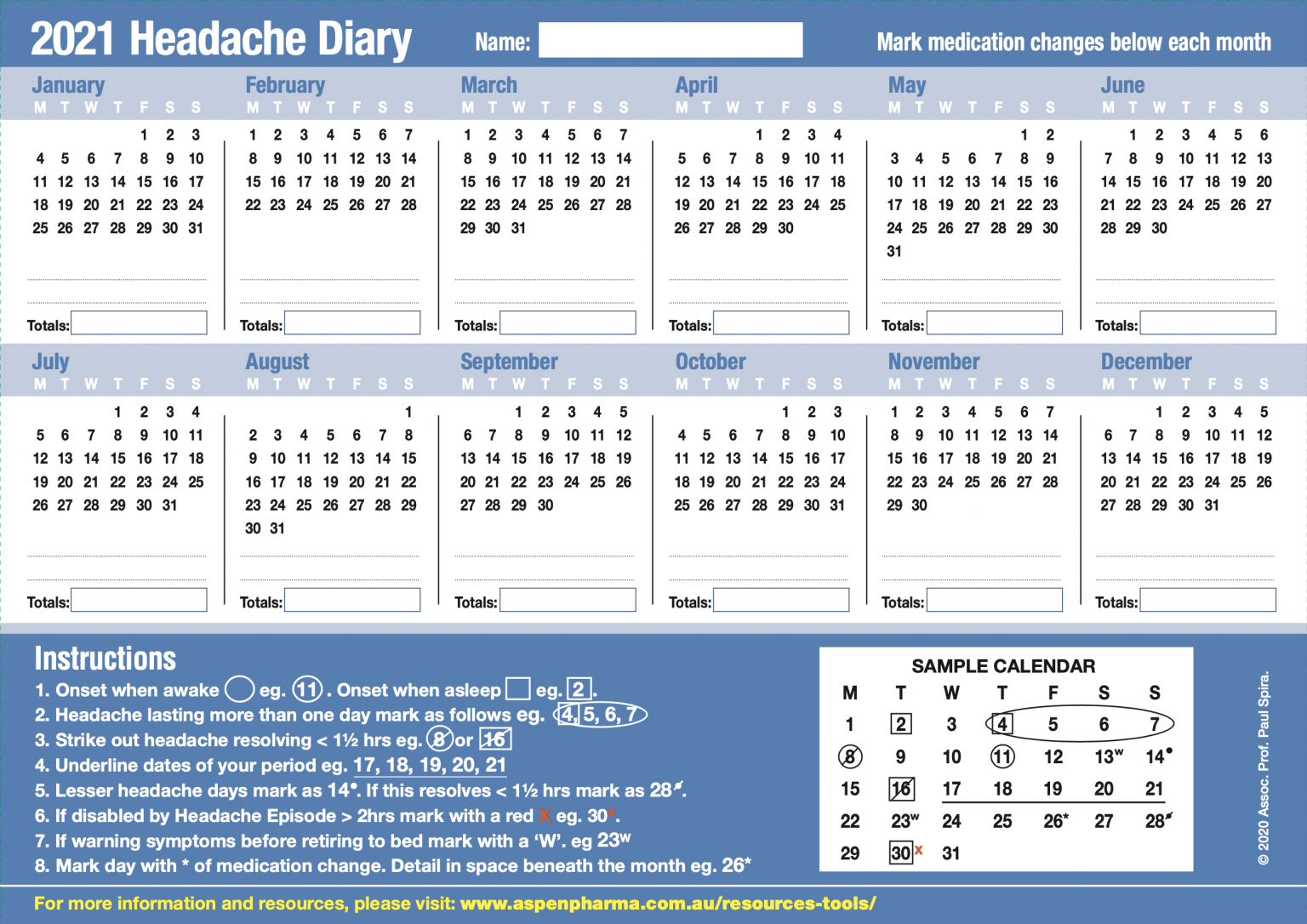 Headache & Migraine Diaries Headache Australia